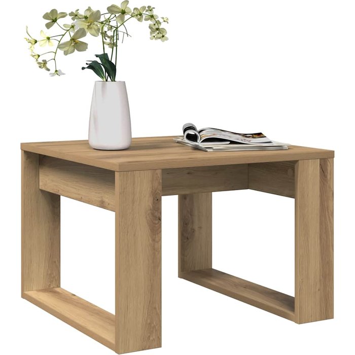 Mesita auxiliar de roble hecha a mano, 50x50x35 cm, madera de ingeniería.