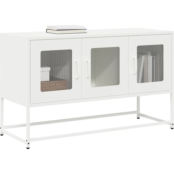 Mueble tv blanco 100,5x39x60,5 cm acero laminado en frío