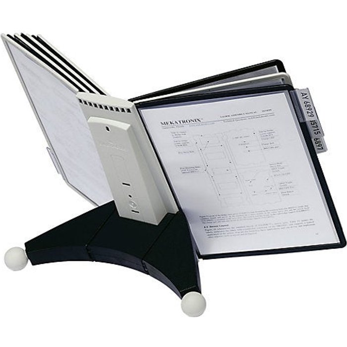 Durable pupitre plastique noir/gris 10 pochettes de présentation