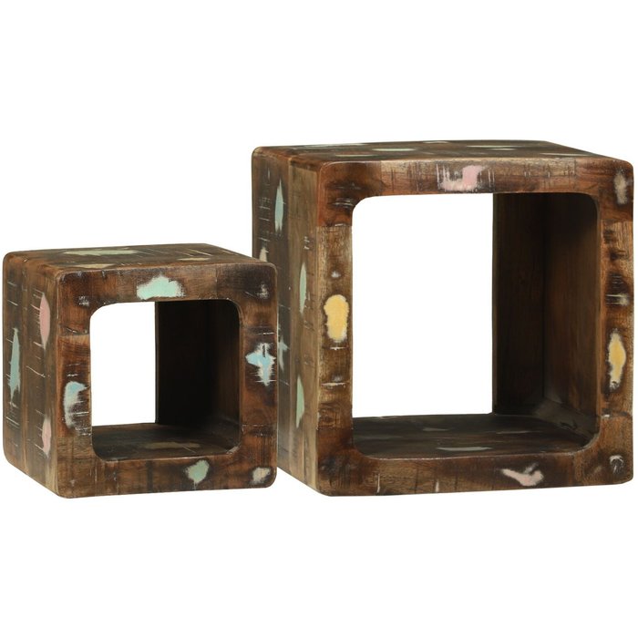 Unidades de tv 2 pcs multicolor madera sólida recuperada vidaxl