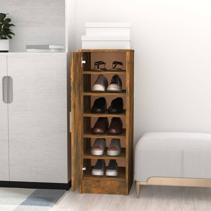 Zapatero roble ahumado 32x35x92 cm madera contrachapada
