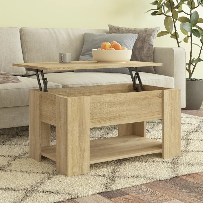Mesa de centro roble sonoma 79x49x41 cm madera contrachapada