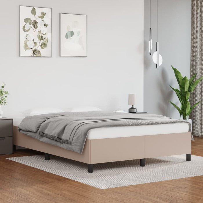 Estructura cama sin colchón cuero sintético capuchino 140x190cm vidaxl