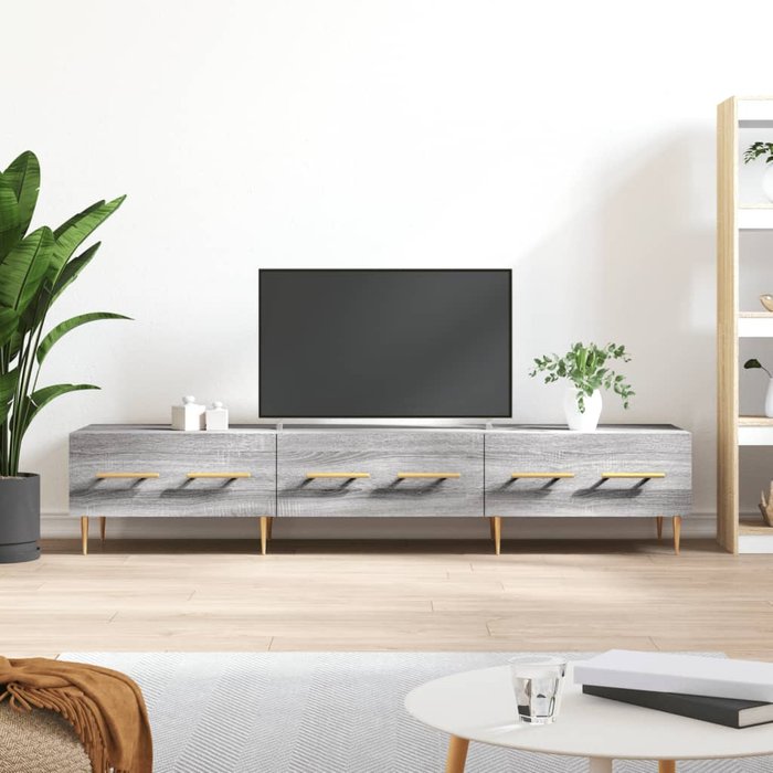 Mueble tv sonoma gris 150x36x30 cm madera contrachapada