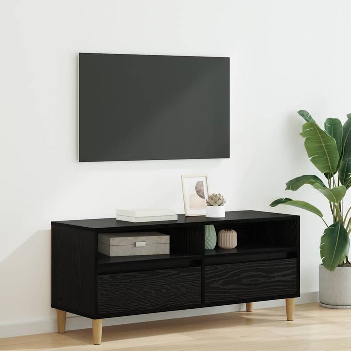 Mueble de tv, roble negro, 100 x 34,5 x 44,5 cm, madera de ingeniería