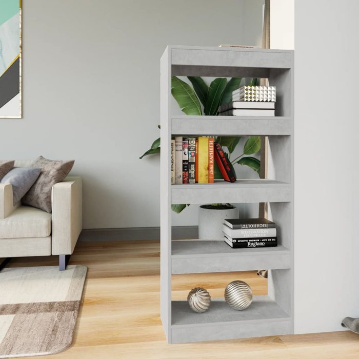 Librería/separador gris hormigón 60x30x135 cm madera contrachapada