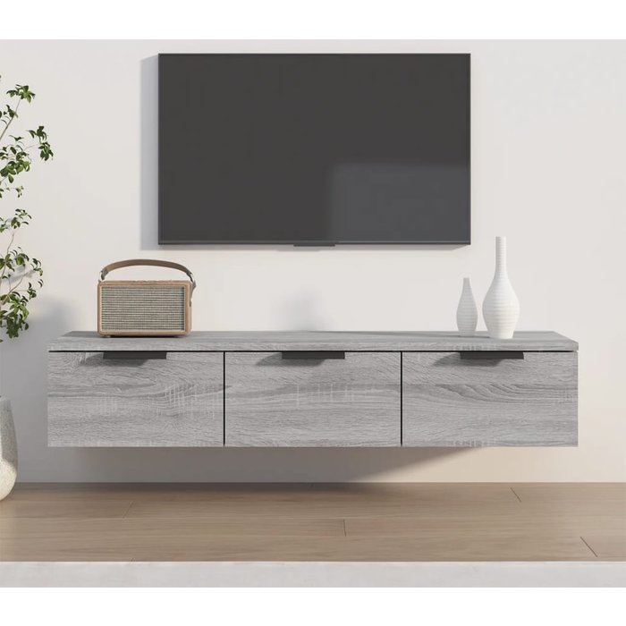 Mueble de pared sonoma gris 102x30x20 cm madera contrachapada