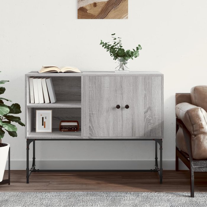 Aparador sonoma gris de 100x40x79,5 cm, madera de ingeniería.