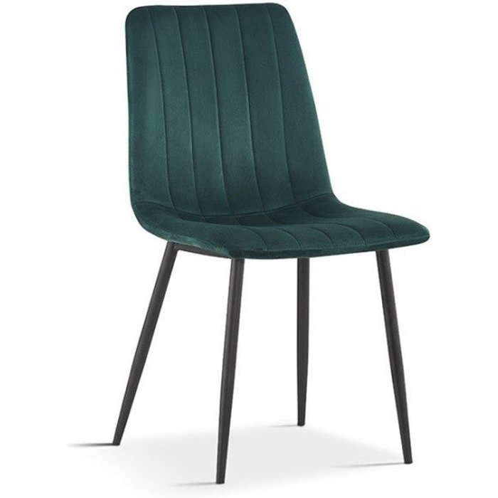 Silla bruce – terciopelo verde – patas de metal negro – h86 x l45 x p55 cm