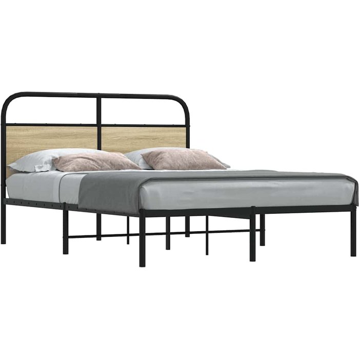 Vidaxl estructura de cama sin colchón 140x190 cm madera roble sonoma