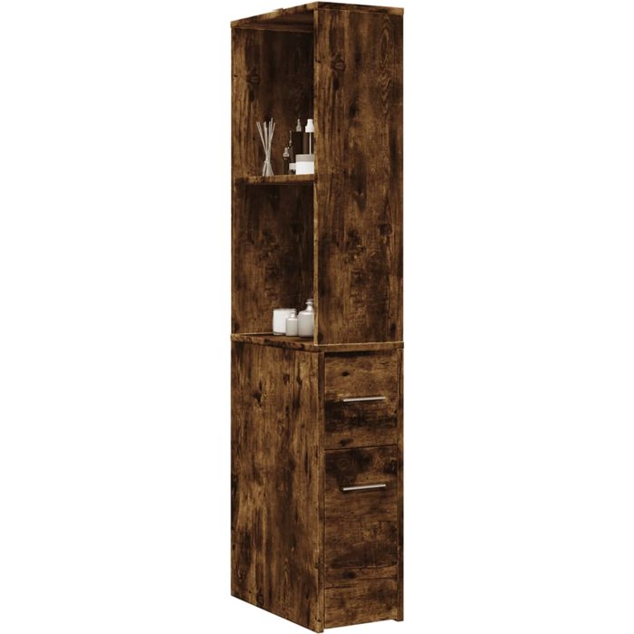 Armario de baño estrecho con ruedas madera roble ahumado vidaxl