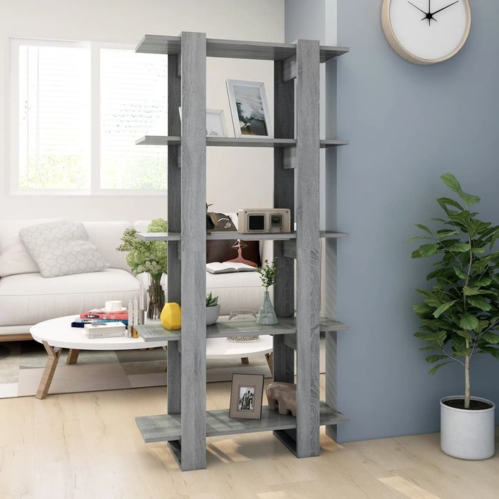 Librería/separador de ambientes sonoma gris 80x30x160 cm - pangivo