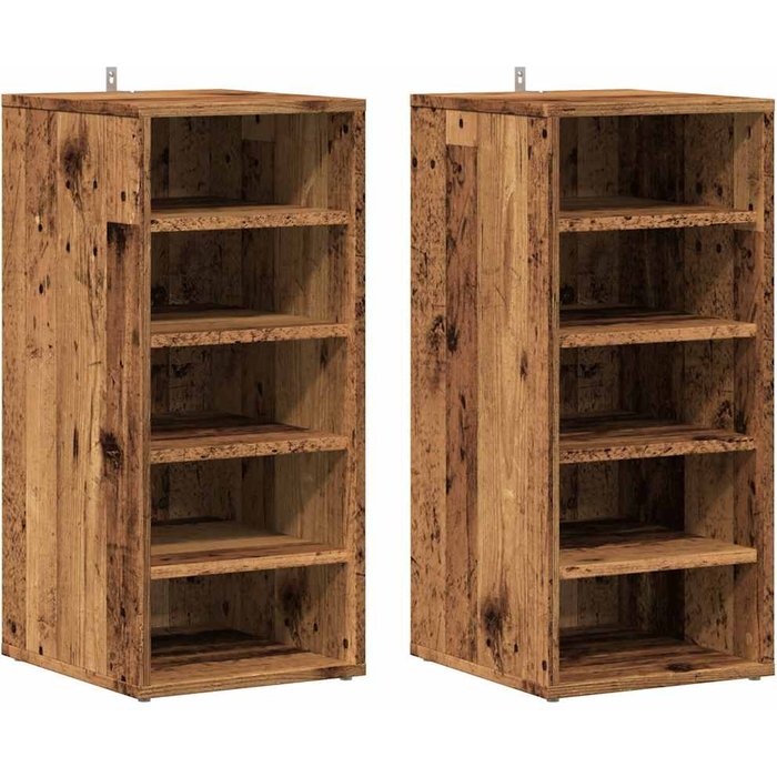 Muebles zapateros 2 uds madera ingeniería envejecida 32x35x70cm - comfortxl