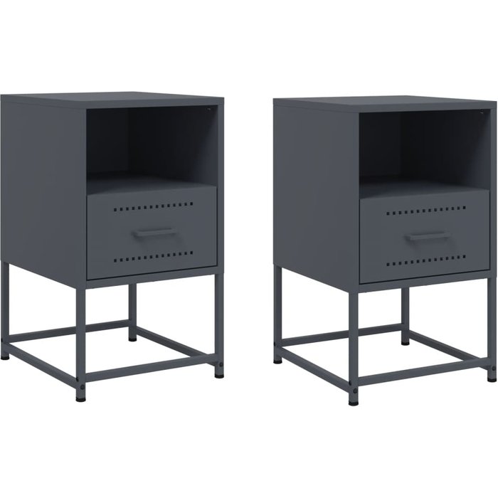 Mesitas de noche 2 unidades acero gris antracita 36x39x60,5 cm - comfortxl