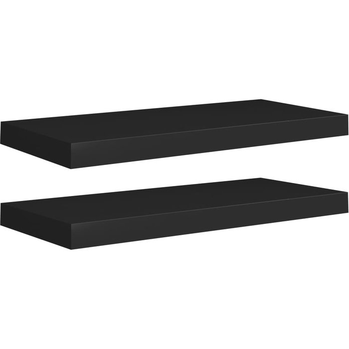 Estantes flotantes de pared 2 uds mdf negro 60x23,5x3,8 cm- comfortxl