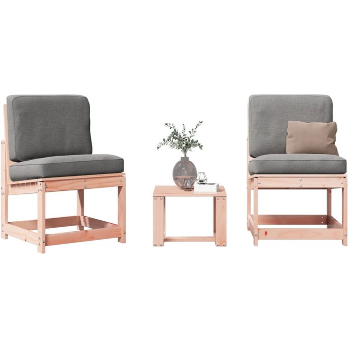 Vidaxl juego de muebles de jardín 3 pzas madera maciza abeto douglas