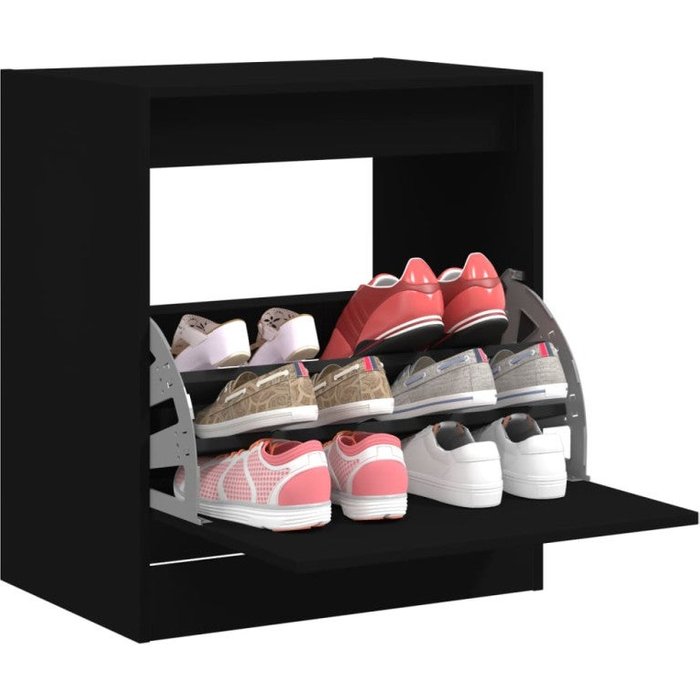 Vidaxl zapatero de madera de ingeniería negro 60x42x69 cm