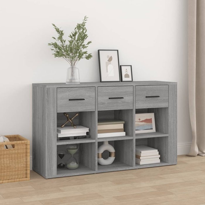 Maison exclusive - aparador de madera contrachapada gris sonoma 100x30x59,5 cm