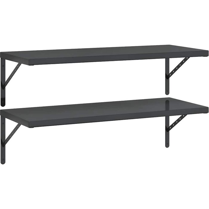 Estantes de pared 2 uds acero inoxidable negro 100x40 cm - comfortxl