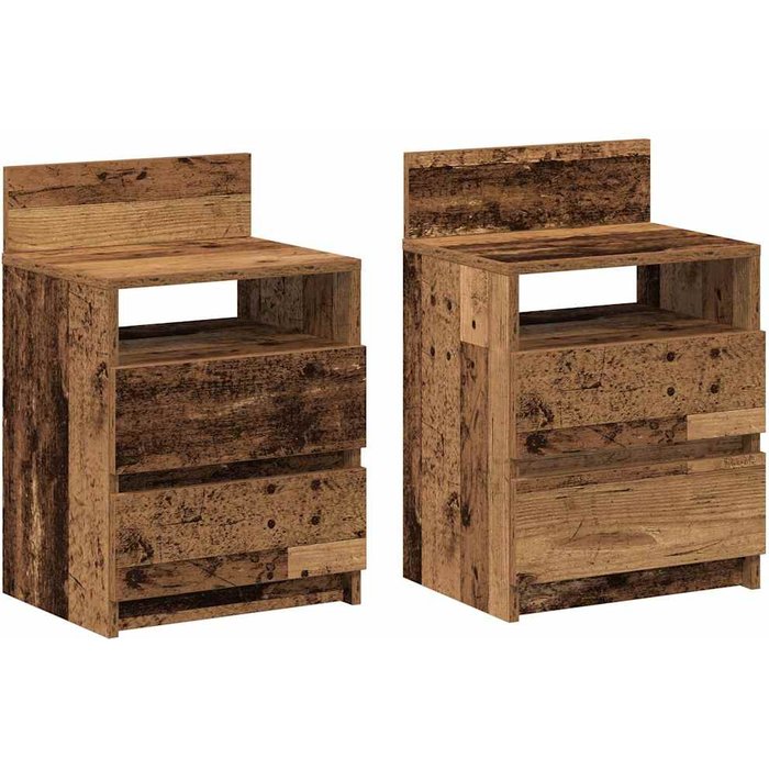 Mesillas de noche 2 uds con 2 cajones madera vieja 40x33x60 cm - comfortxl