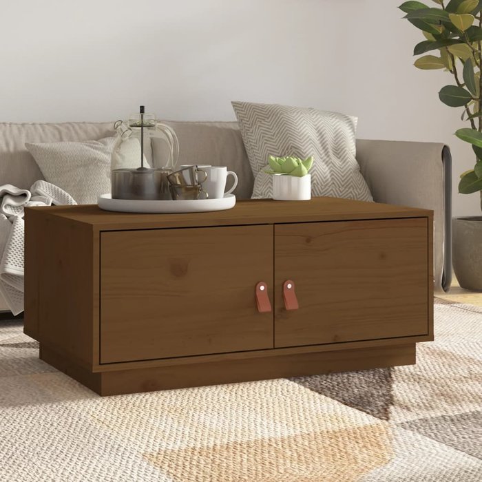 Mesa de centro madera maciza de pino marrón miel 80x50x35 cm - comfortxl