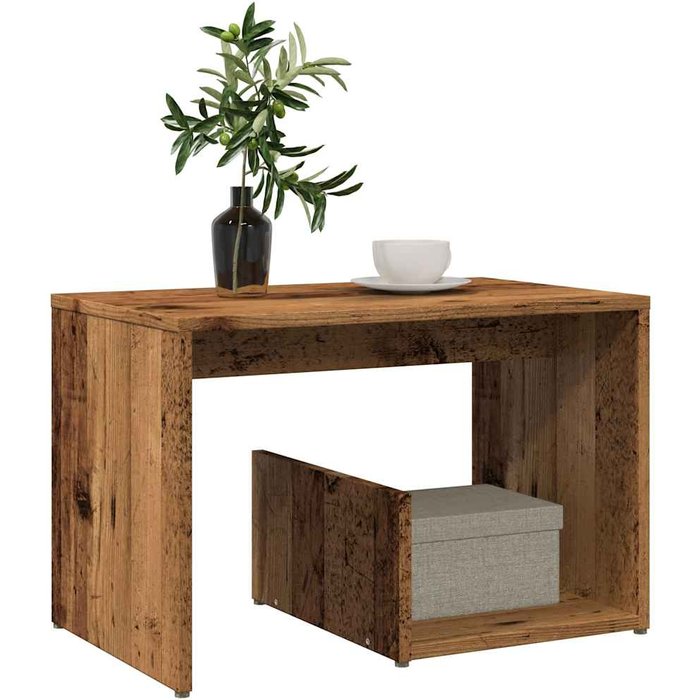 Maison exclusive - mesa auxiliar de madera contrachapada envejecida 59x36x38 cm