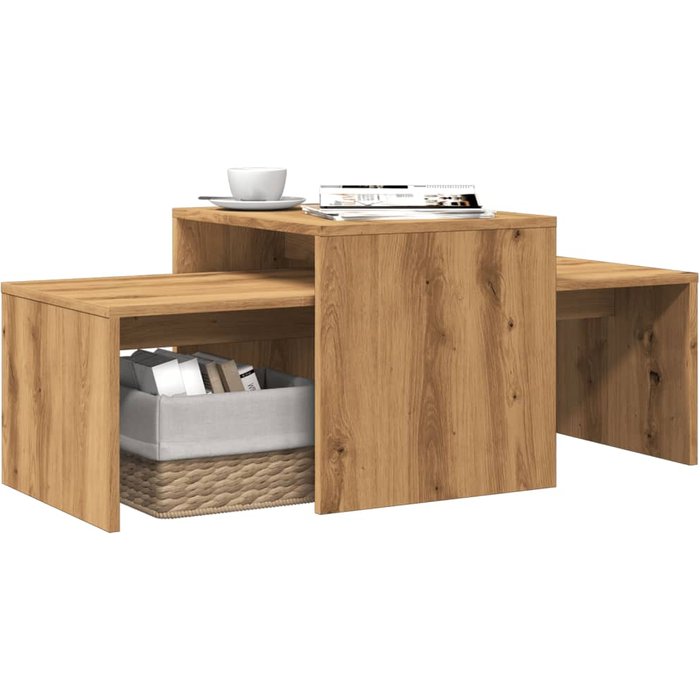 Mesa de centro artesanal de roble 100x48x40 cm de madera de contrachapada