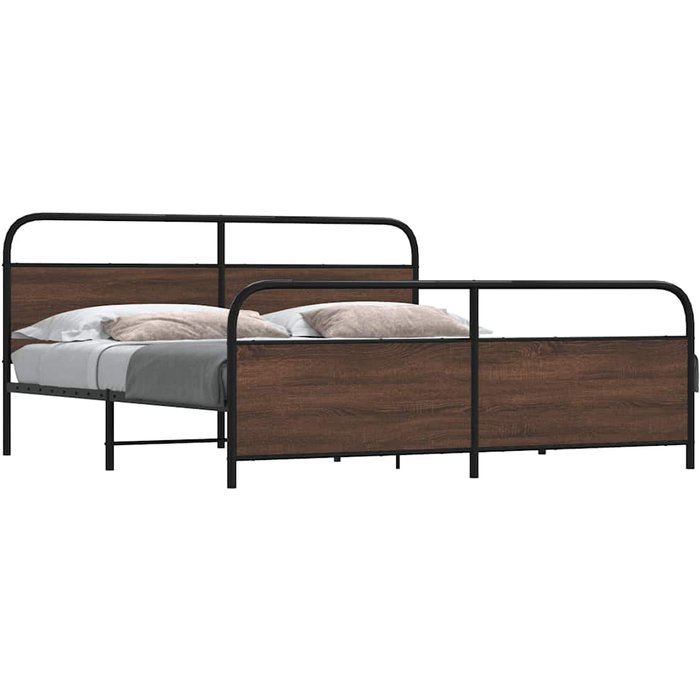 Estructura de cama sin colchón metal roble marrón 180x200 cm vidaxl