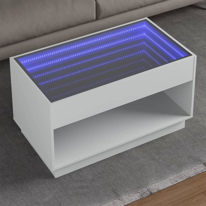 Mesa de centro con infinity led blanco 90x50x50 cm