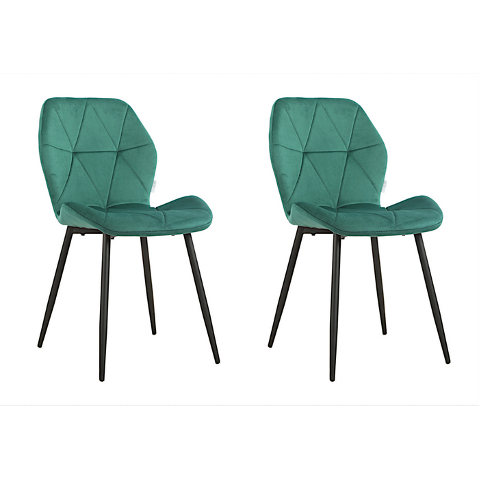 Pack 2 sillas de comedor batt emerald tejido buklya con patas de metal negro
