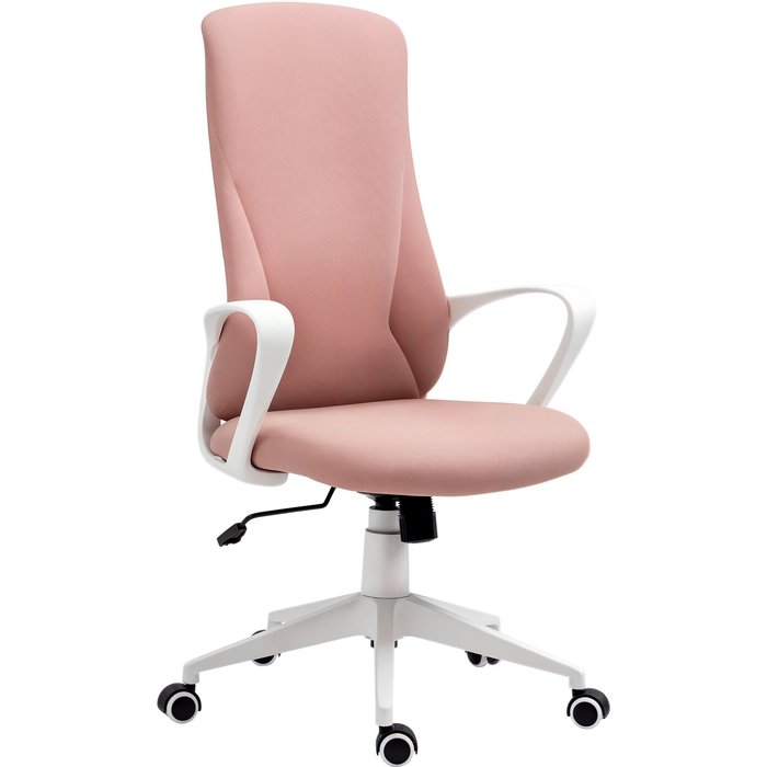 Silla oficina giratoria rosa ergonómica altura ajustable 62x56x110-119cm