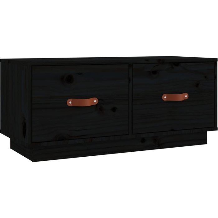Mueble de tv de pino macizo negro 80x34x35 cm - comfortxl
