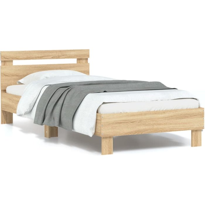 Maison exclusive - estructura de cama cabecero luces led roble sonoma 90x190 cm