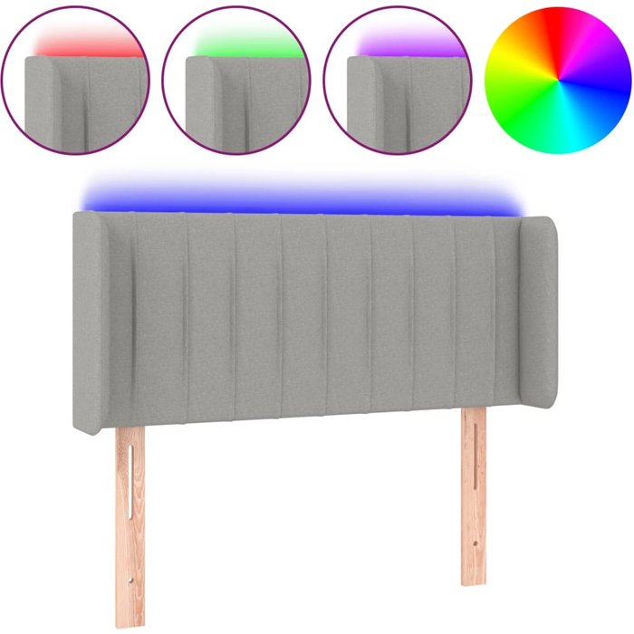 Cabecero cama - mueble cabecero con led de tela gris claro 93x16x78/88 cm