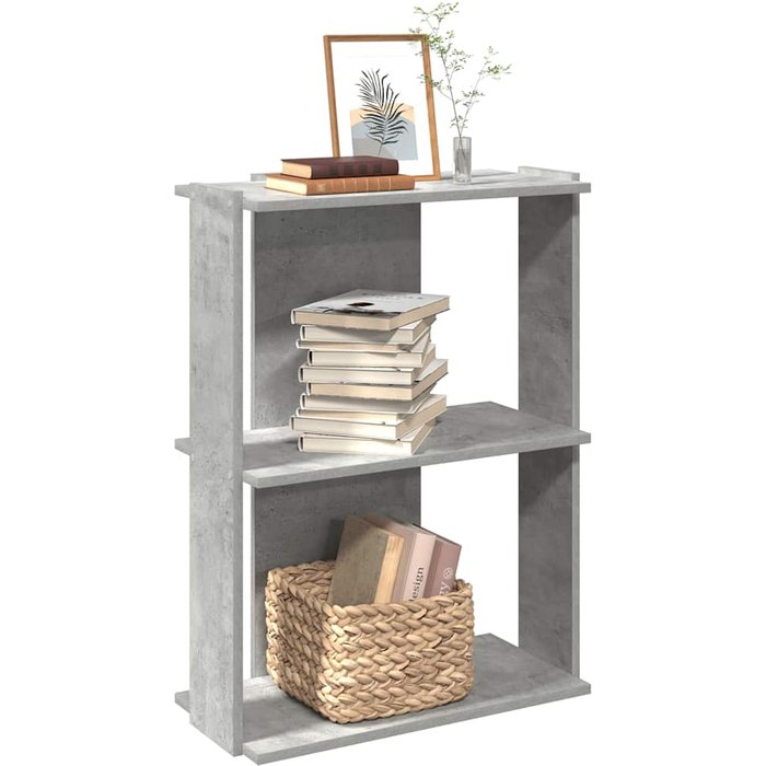 Librería 3 niveles gris cemento 60x30x80 cm madera contrachapada