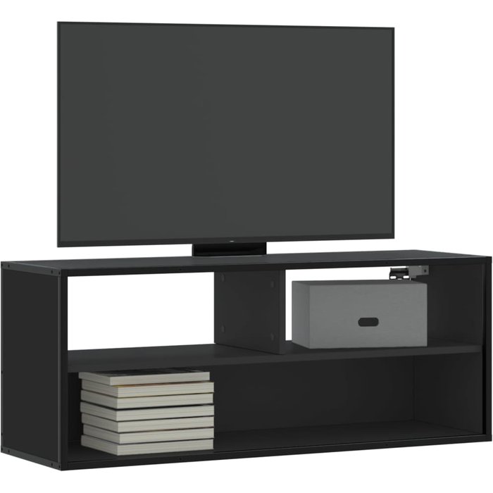Mueble tv negro 100x31x39,5 cm madera contrachapada y metal