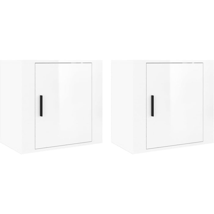 Mesitas de noche de pared 2 uds blanco brillo 50x30x47 cm