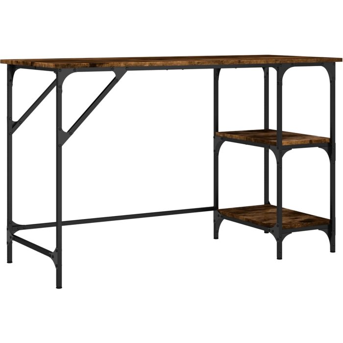 Escritorio metal y madera ingeniería roble ahumado 120x50x75 cm - comfortxl