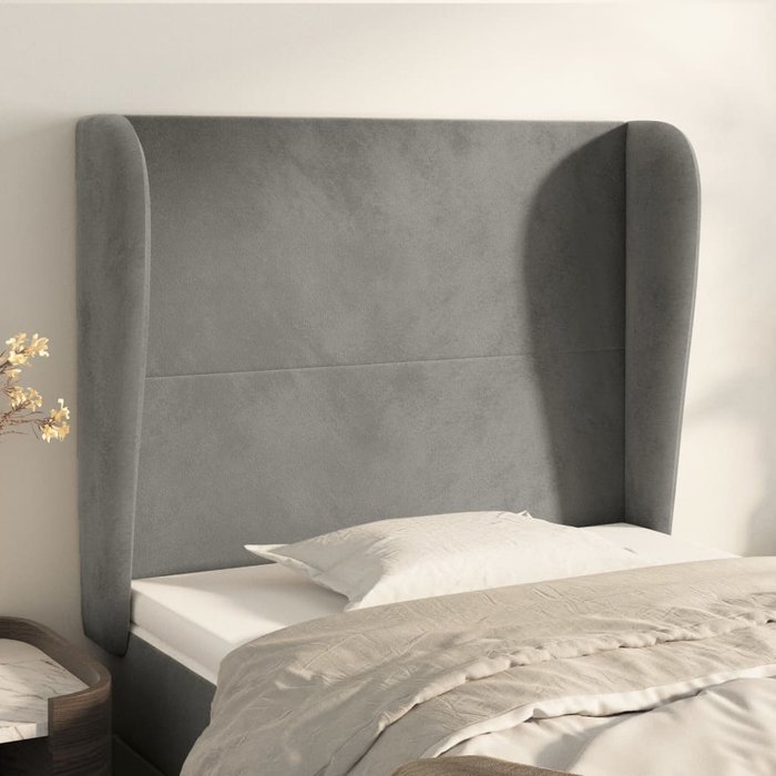 Maison exclusive - cabecero con orejas de terciopelo gris claro 83x23x118/128 cm