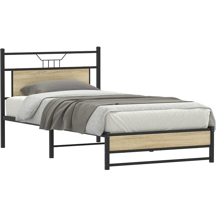 Estructura de cama sin colchón 107x203 cm madera roble sonoma — comfortxl
