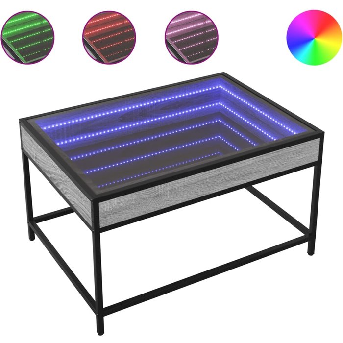Mesa de centro con infinity led gris sonoma 70x50x41 cm