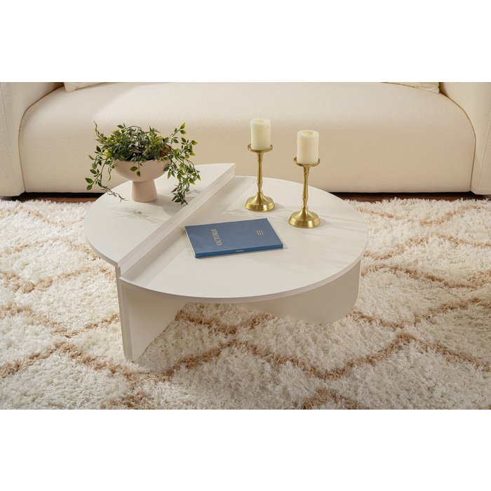 Mesa baja de madera orion 90 x 60 x 30 cm - madera blanca