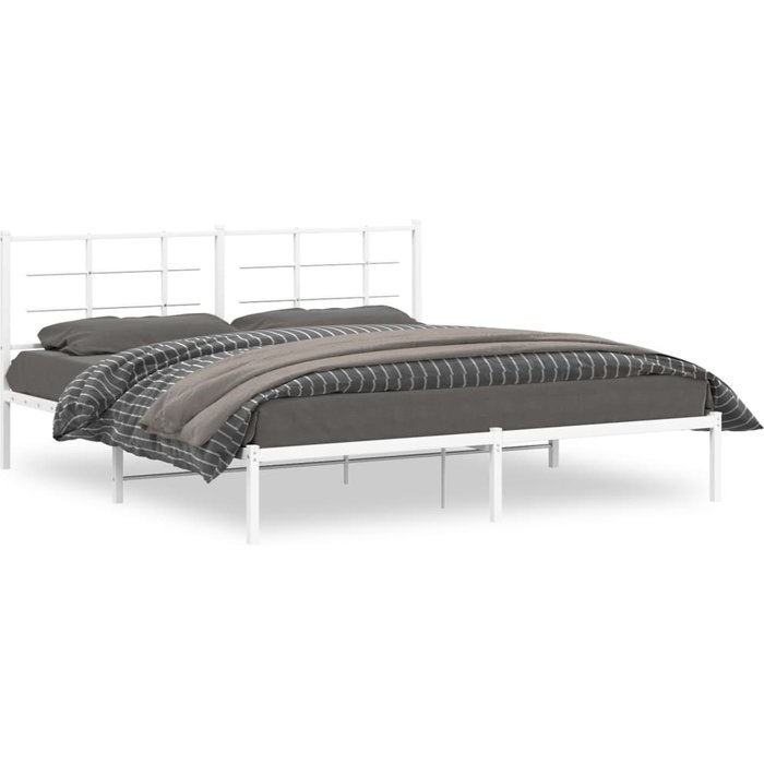 Vidaxl estructura de cama de metal con cabecero blanco 180x200 cm