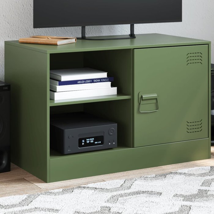 Maison exclusive - mueble para tv de acero verde oliva 67x39x44 cm