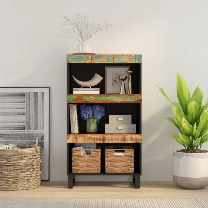Mueble auxiliar de 60x33x107 cm, madera maciza reciclada. - pangivo