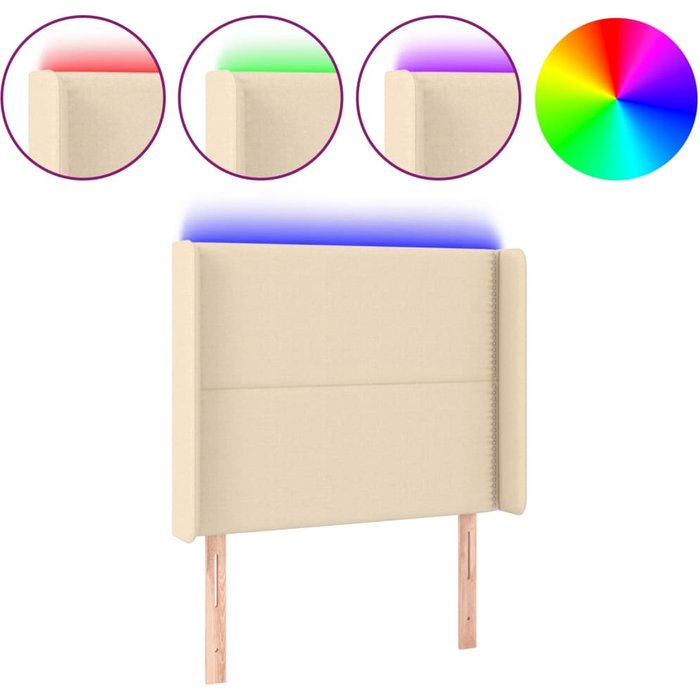 Cabecero cama - mueble cabecero con led de tela color crema 103x16x118/128 cm