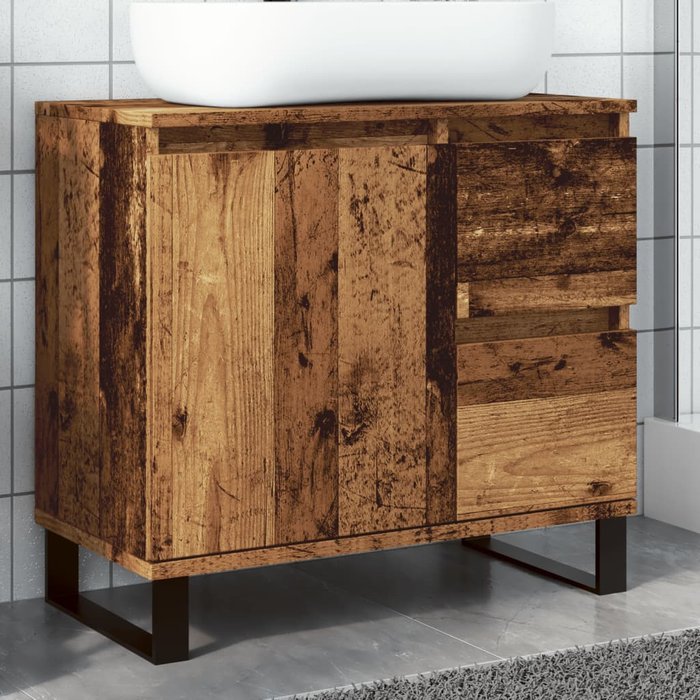 Mueble lavabo de baño madera vieja 65x33x60 cm