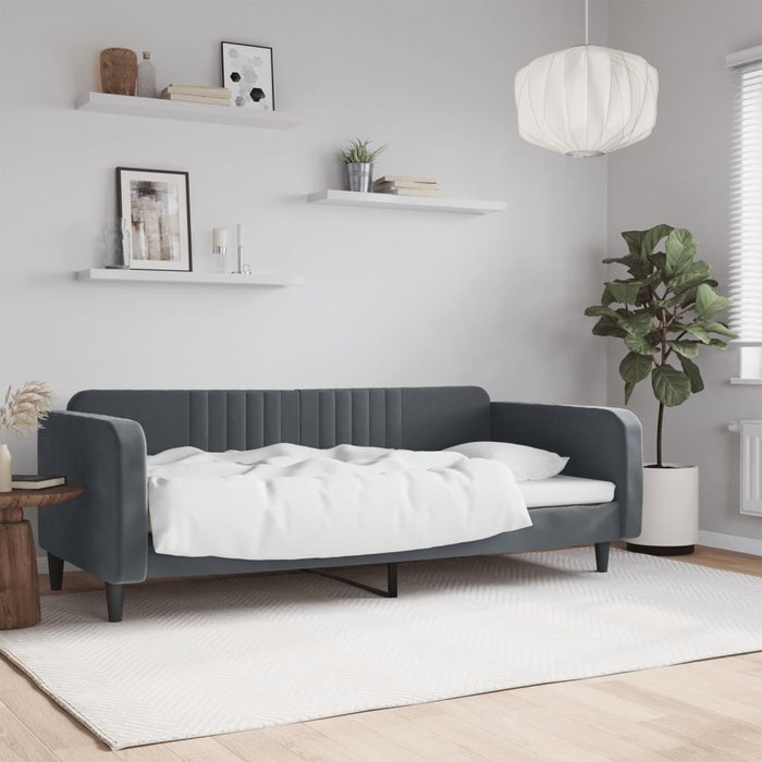 Sofá cama terciopelo gris oscuro 90x190 cm vidaxl