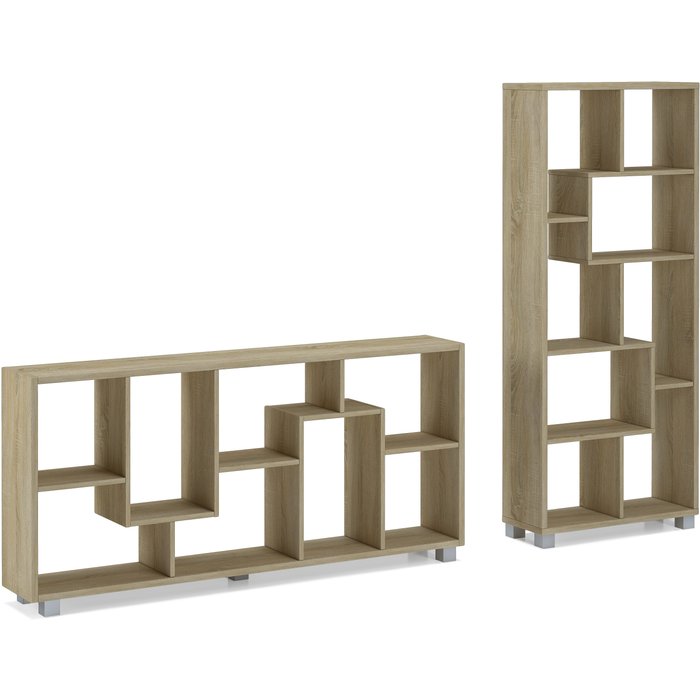 Estantería librería de diseño modelo loft, color roble mate