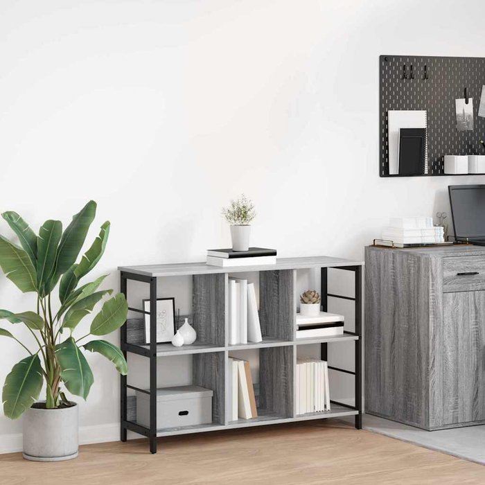Estante de libros gris 102 x 32 x 72,5 cm
